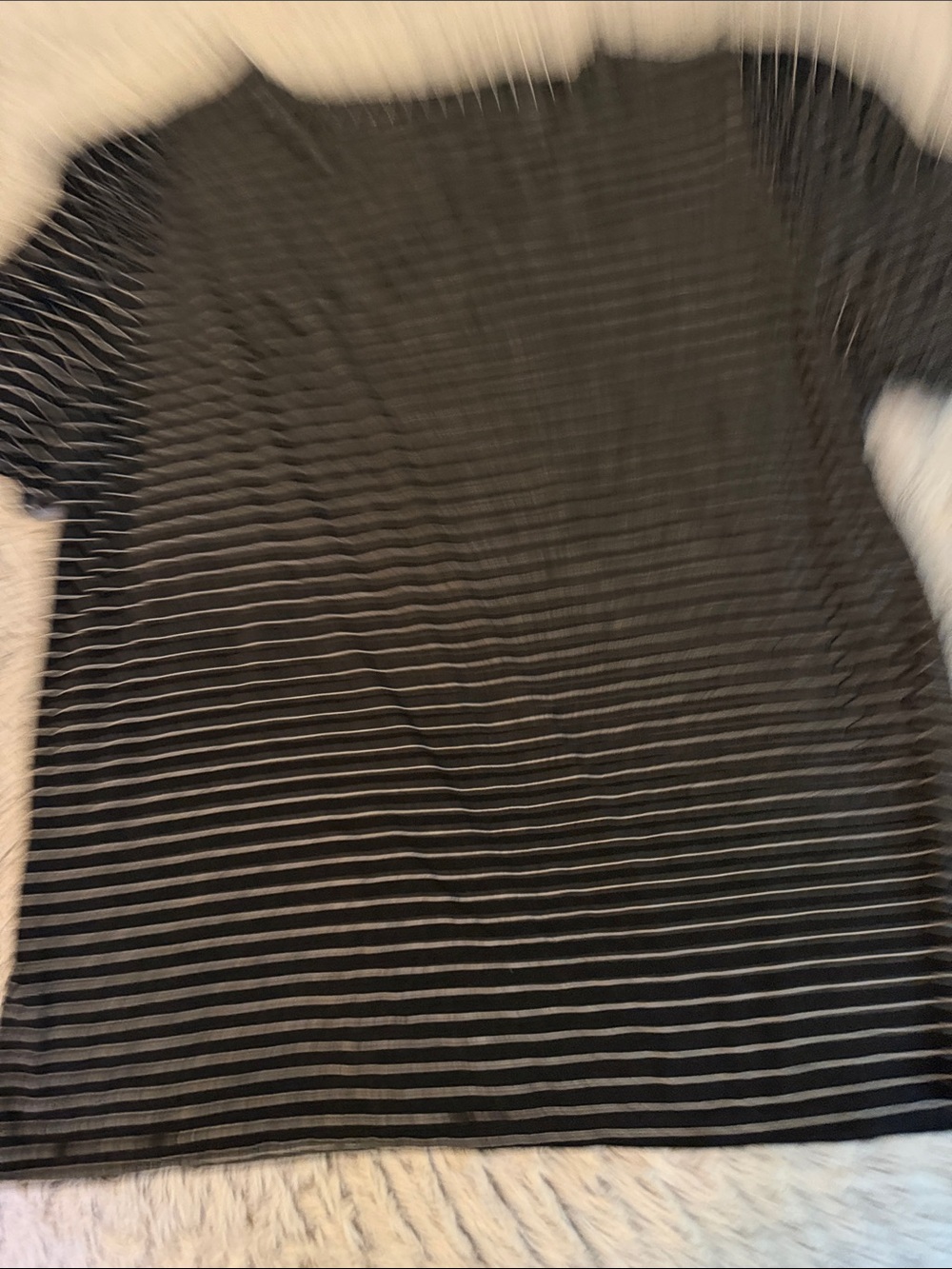 Modern Works Black Short Sleeve Tee with White Stripes smocked sleeve L - Picture 10 of 11
